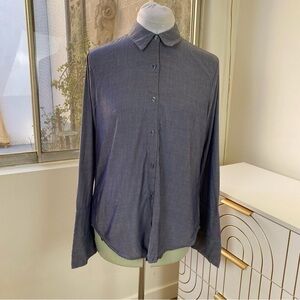 BALDWIN Kansas City ‘Francis’ Cupro-Blend Button Down in Graphite Blue, Size S